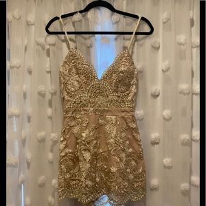 Gold lace romper